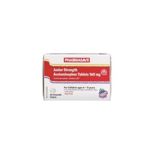 Pharmasave Jr. Acet Grape Chewable Tablet 160Mg 20S