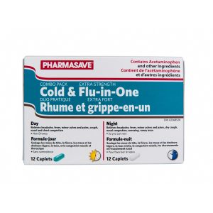 Pharmasave Cold & Flu-In-One Day/Night - Extra Strength Caplets 12 + 12S