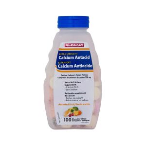 Pharmasave Calcium Antacid - Extra Strength - Fruit Tablet 750Mg 100S