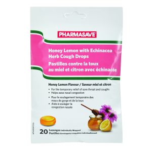 Pharmasave Herb Cough Drops - Honey Lemon Echinacea 20S
