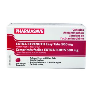 Pharmasave Acetaminophen – Ex Str – Easy Tabs - 500Mg Tablets 100S